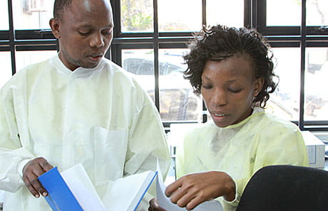 The Cincinnati Children’s sickle cell team trained Ugandan Health Ministry staff to run the sickle cell lab in Kampala.