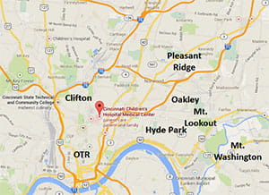 Map of Cincinnati.