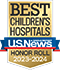 U.S. News & World Report Honor Roll Badge for Top Children's Hospital.