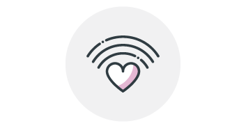 Heart with Radial Waves Pictogram - Purple on White.