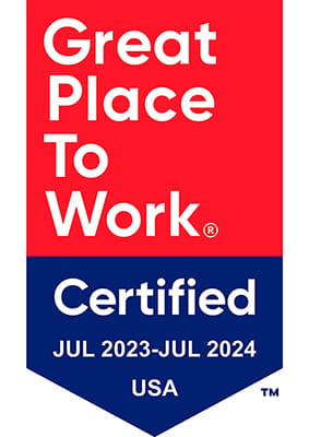 A Great Place to Work certified badge.