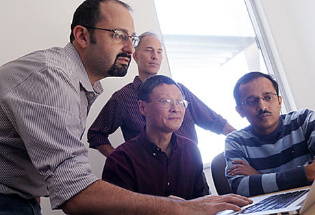 From left: Drs. Nathan Salomonis, Jun Ma, Peter White and Anil Jegga.