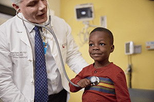 Nyla at the hospital with her provider.