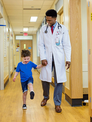 A doctor and patient at Cincinnati Children's.