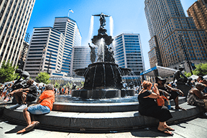 An image of Fountain Square in Cincinnati.