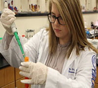 Roberts in the lab.