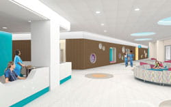 Artist rendering of Critical Care Building concourse. 