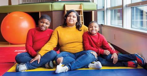 Mom and her two sons. 