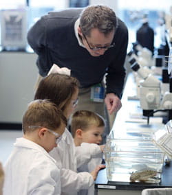 Aaron Zorn, MD, with future scientists. 