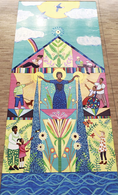 The Fountain of Life mural.