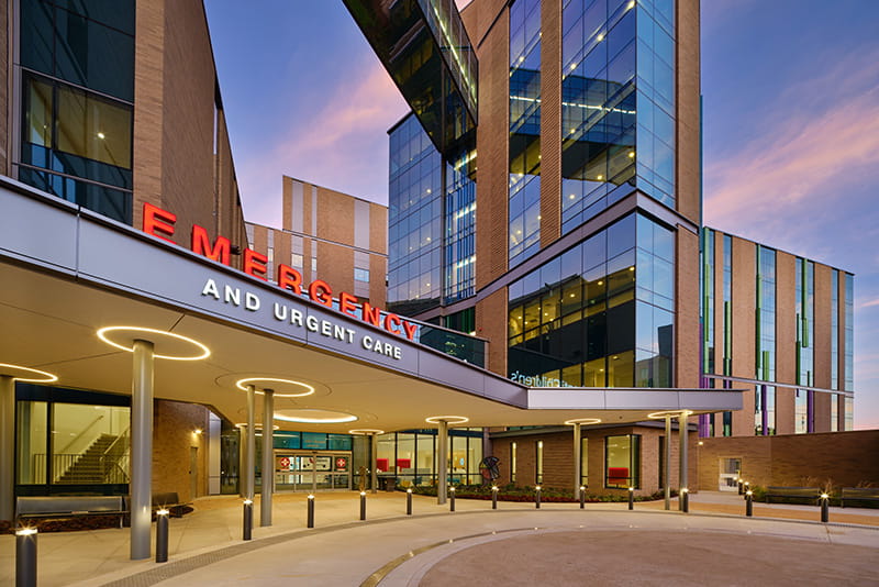 A photo of a hospital entrance.