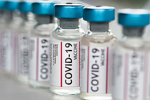 COVID-19 vaccine vials.