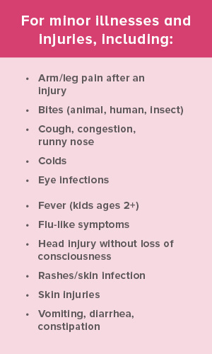 Video Visit Symptoms Chart.