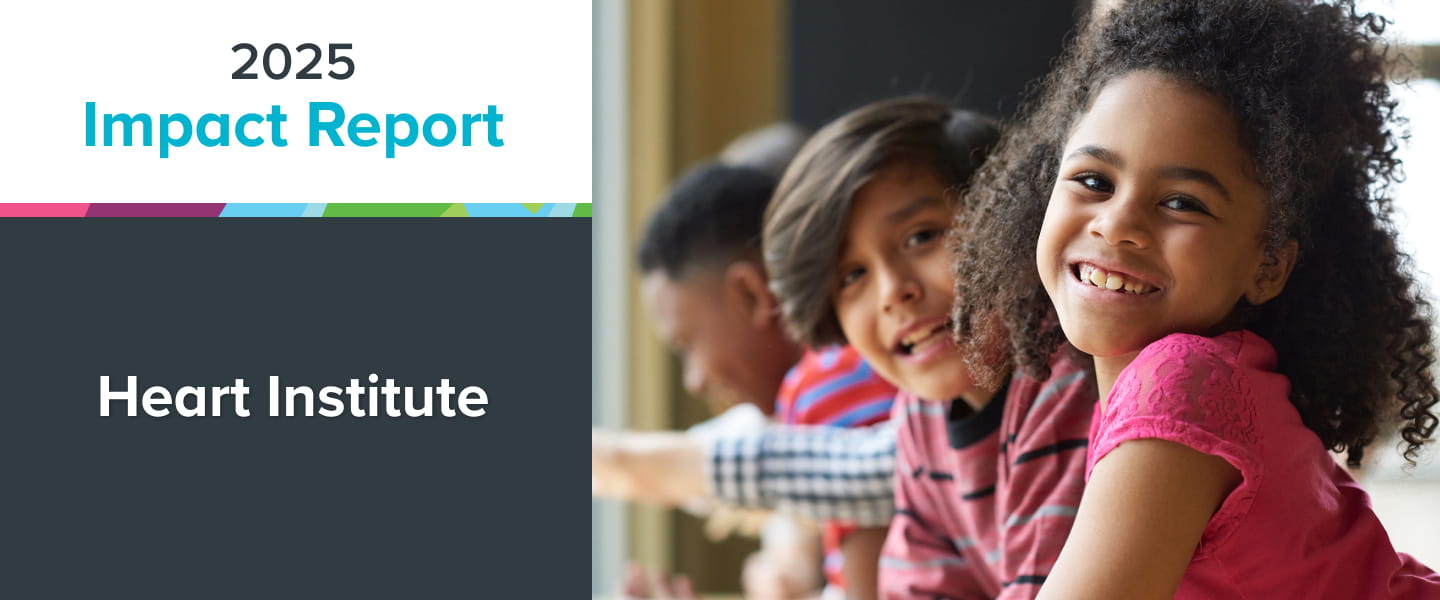 The banner for the Heart Institute's Impact Report.