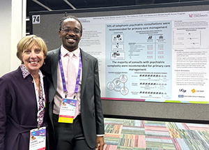 Laurel Leslie, MD, MPH, and Thomas Elliott, MD, MS, at AACAP 2025 poster presentation.