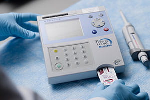 A photo of the neutrophil gelatinase-associated lipocalin (NGAL) testing device.