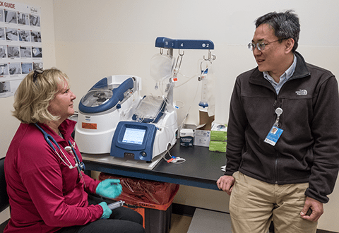 A photo of Steve Wu, MD, and Mary Fisher, RN.