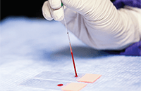 A photo of a researcher collecting a sample.