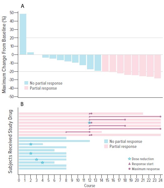 An image of two graph showing how patients responded to mirdametinib.