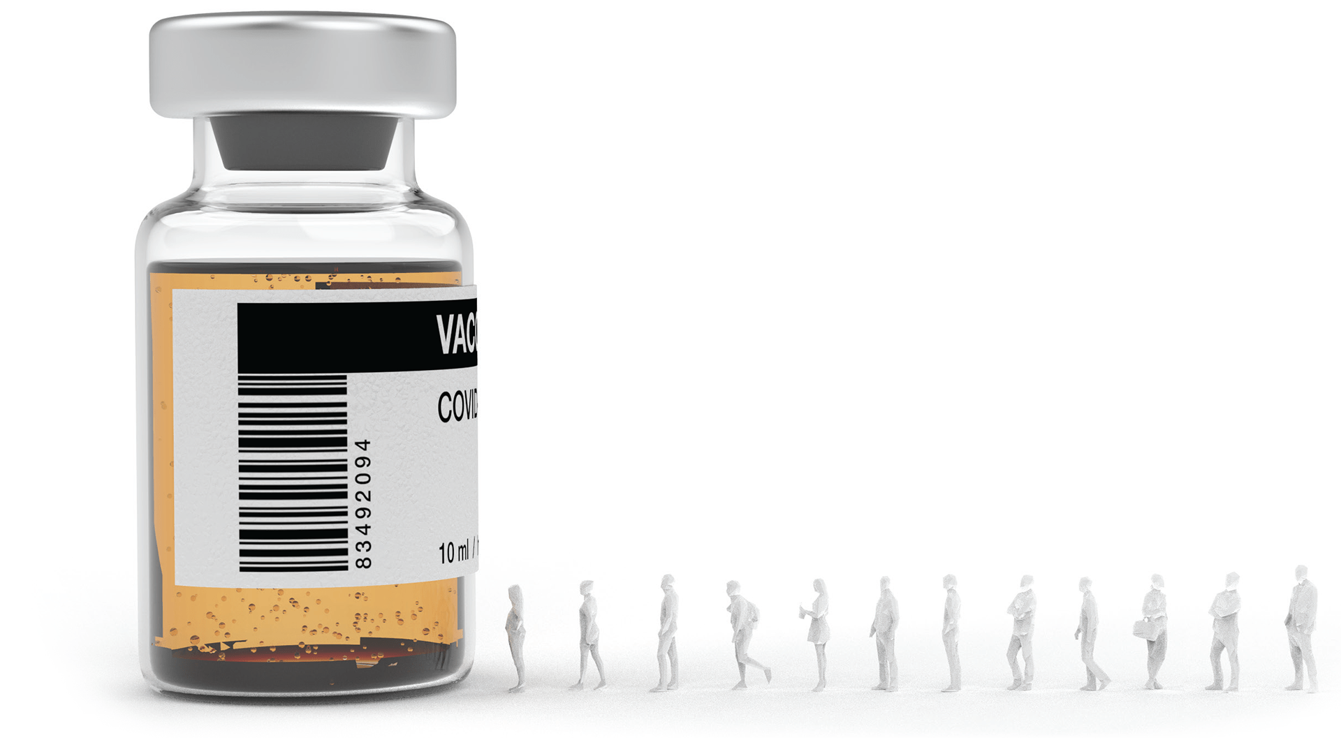 An illustration of people lining up for the COVID vaccine.