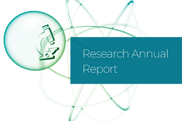 Research Annual Report cover with a graphic of a microscope.