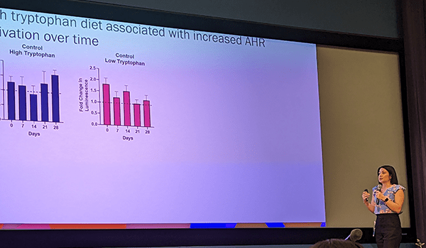 Speaking during a presentation.