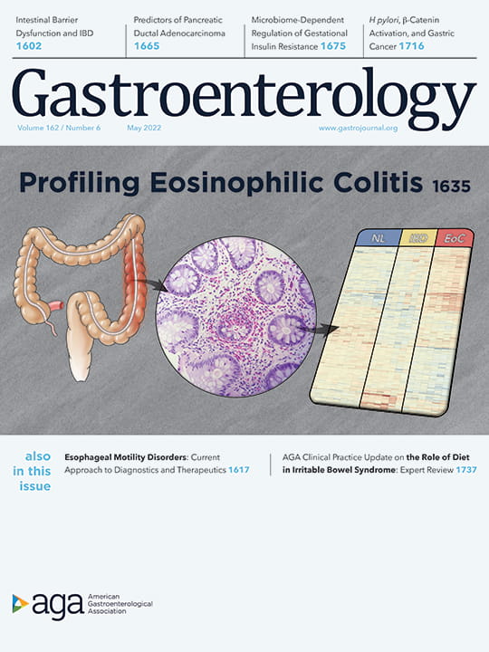 The cover of Gastroenterology, May 2022.
