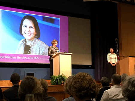 Dr. Hershey receives her award.