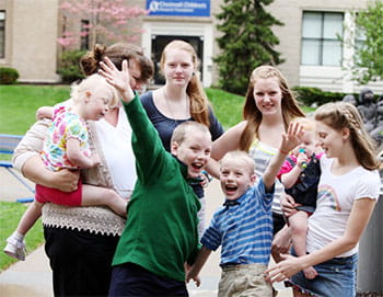 A family celebrates. A family celebrates.