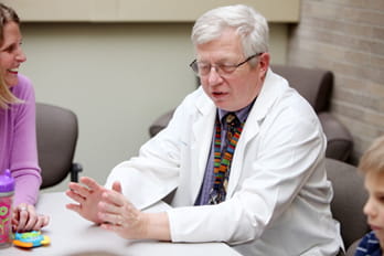 doctor talking with patients.