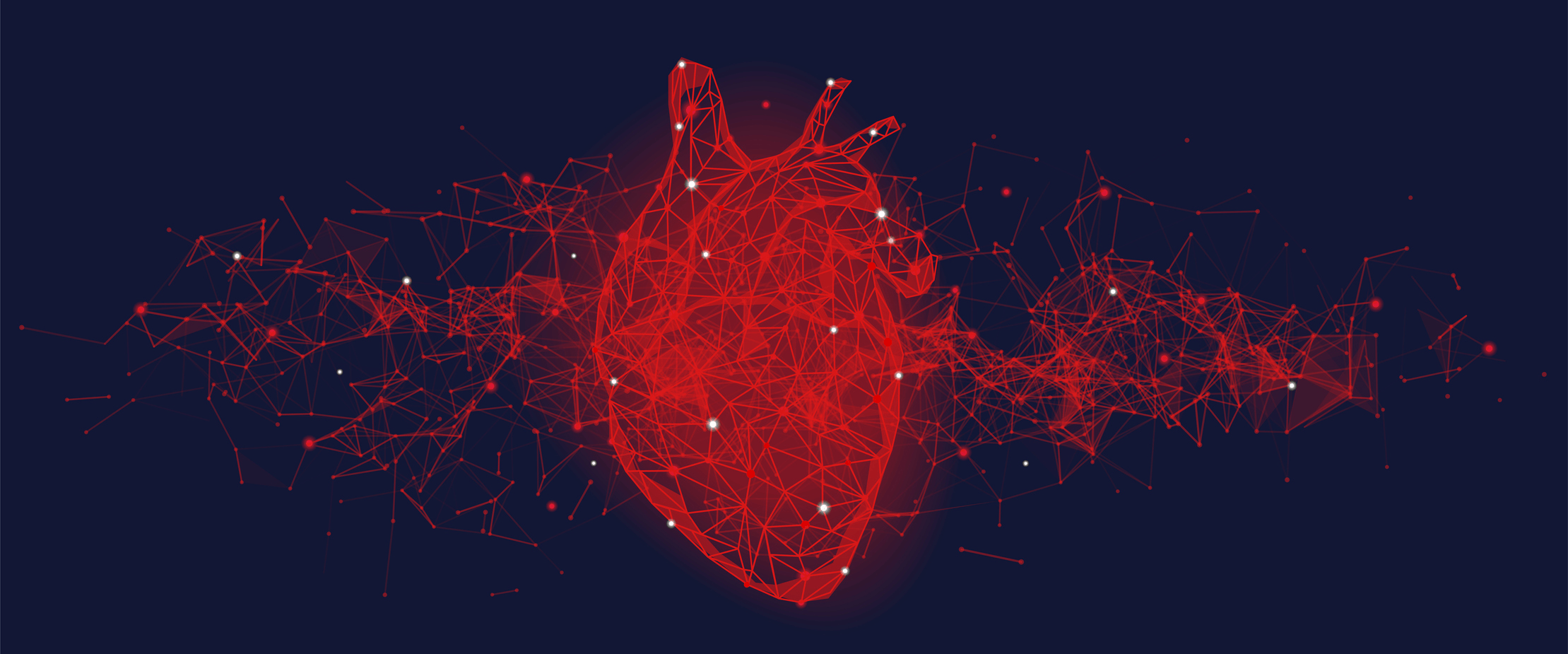 Futuristic medical concept illustration with a human heart.