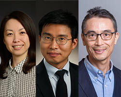 A photo of Makiko Iwafuchi, PhD, Hee Woong Lim, PhD, & Kohta Ikegami, PhD.