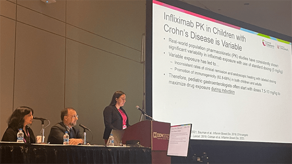 Photo of Abigail Samuels presenting at Digestive Diseases Week 2023. 