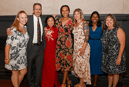 Team celebrates lab member's wedding.