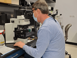 An image of Steve Crone working in the lab.