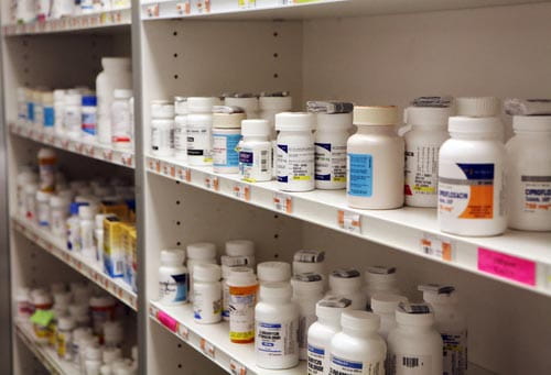 medicine on the shelves
