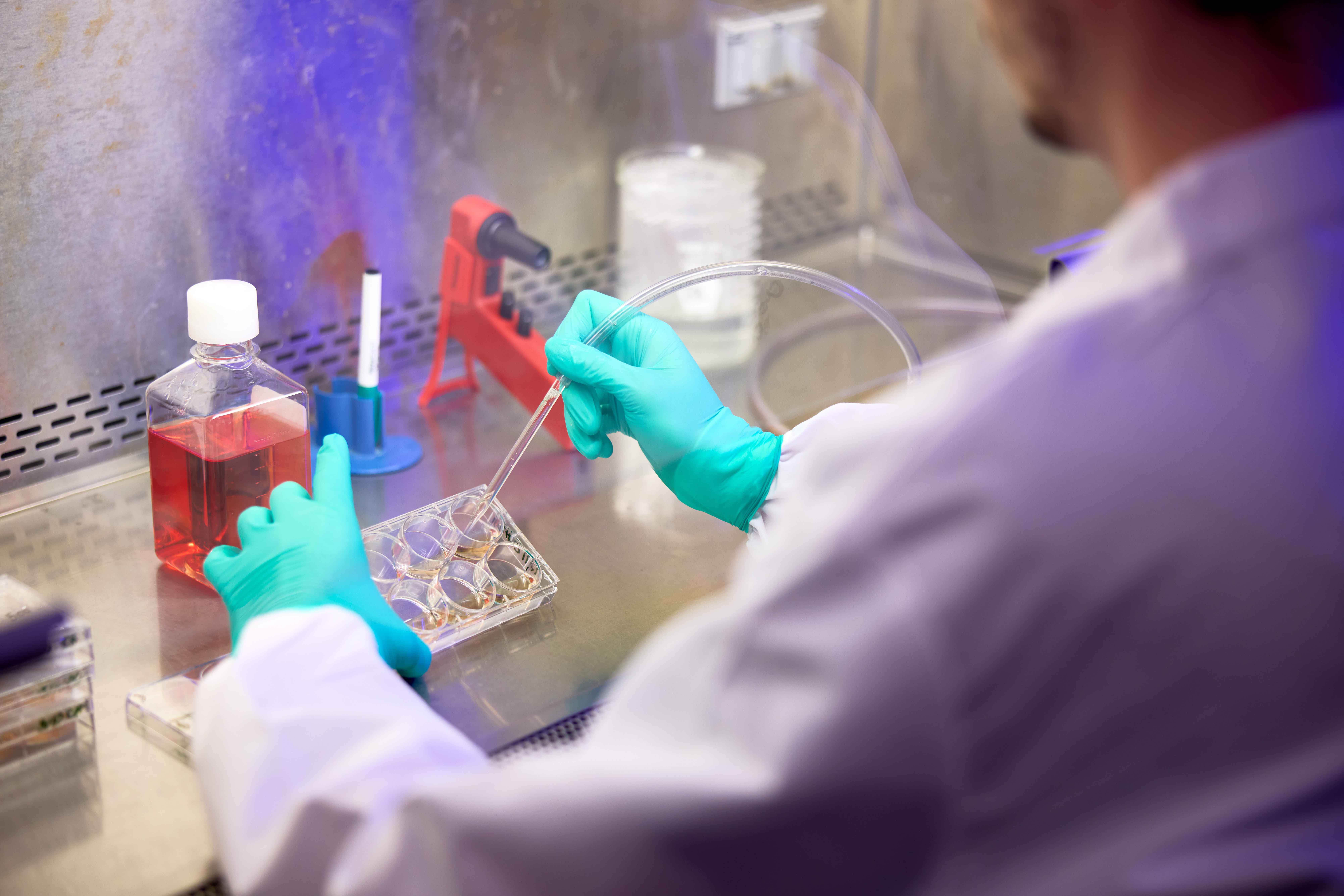 Scientist conducts research.