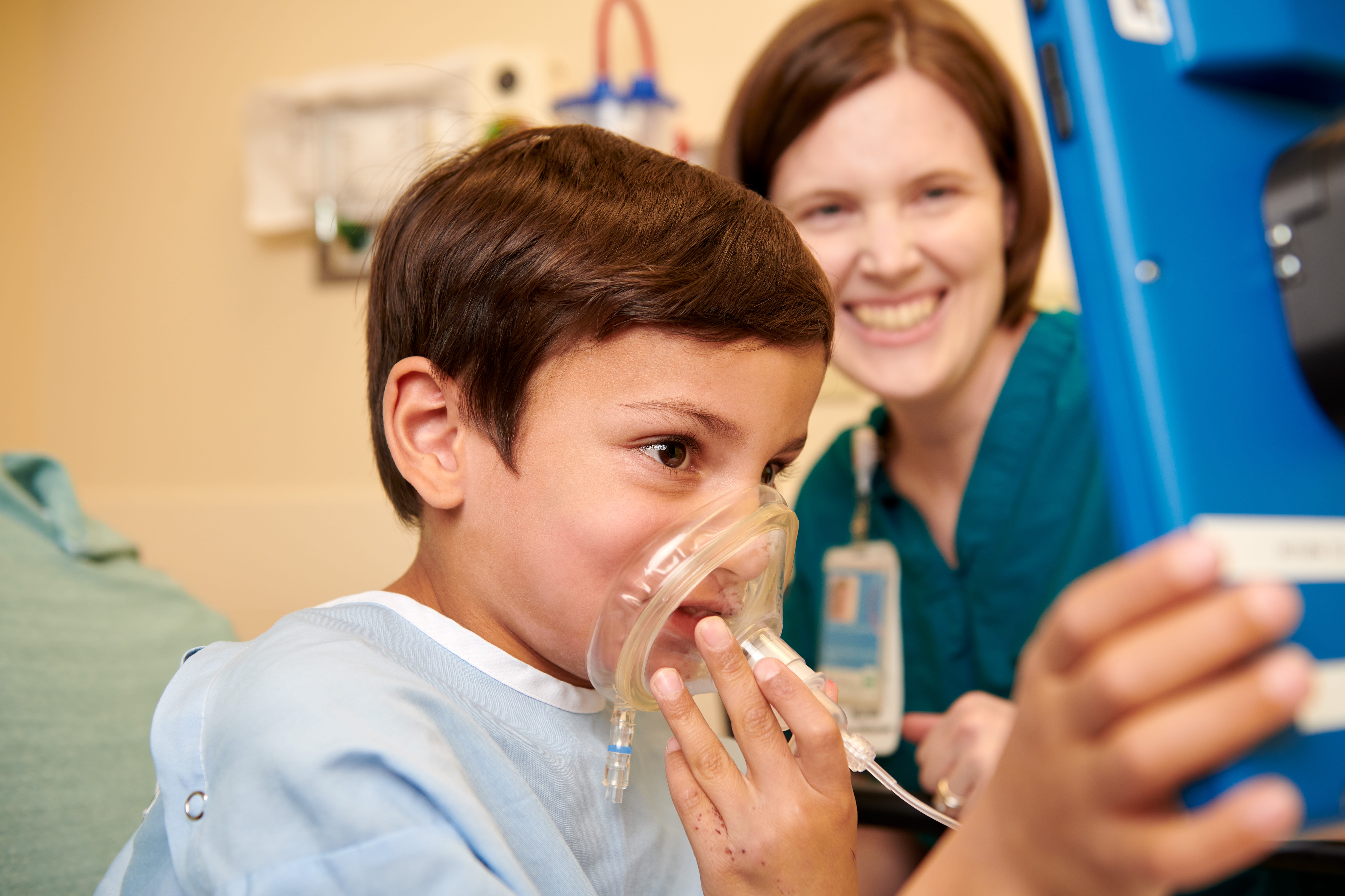 Patient uses breathing controlled EZ Induction App.