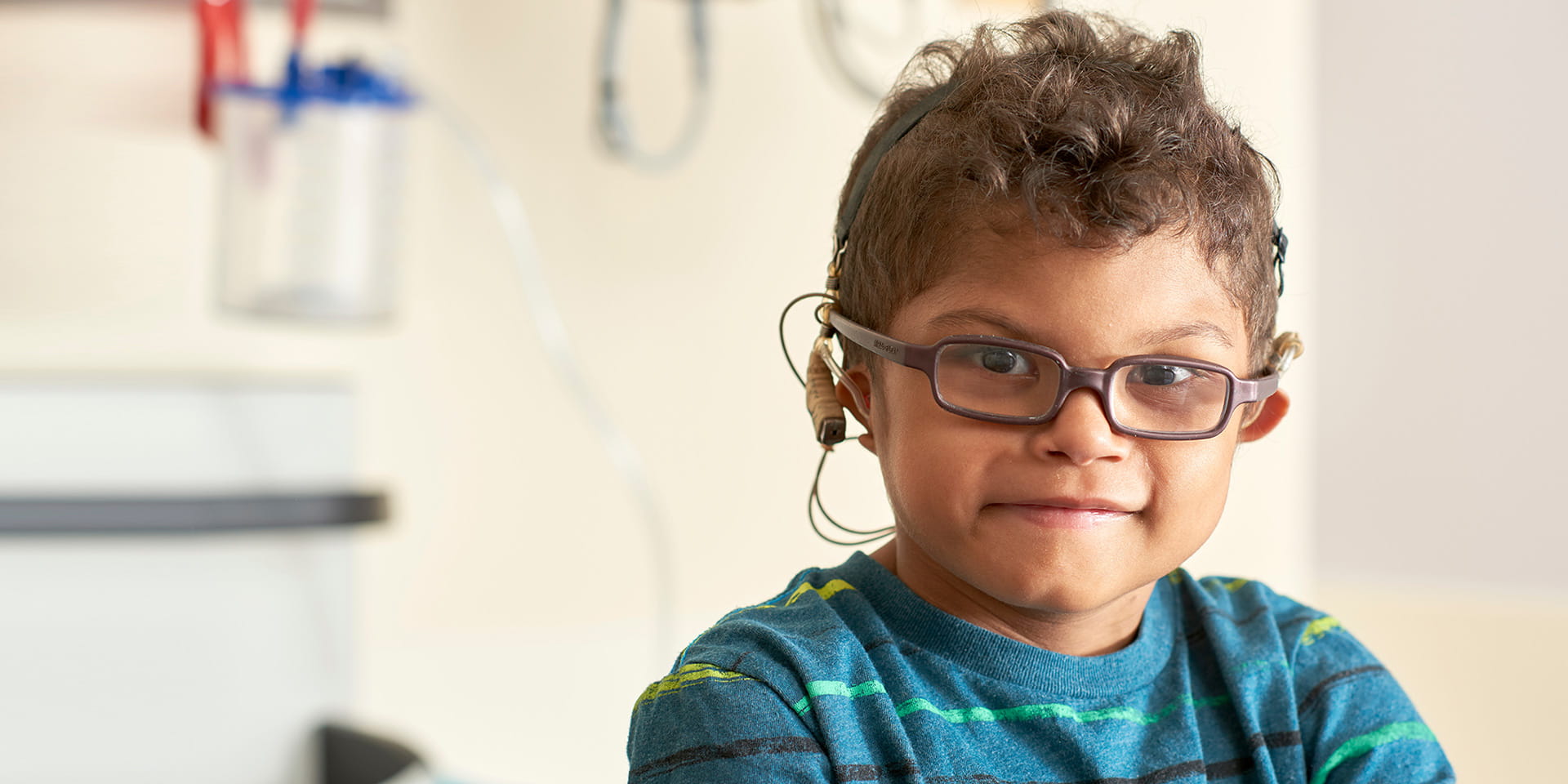 An image of a patient wearing hearing aids.