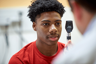 An image of a patient being evaluated for concussion.