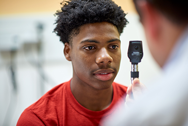 An image of a patient being evaluated for concussion.