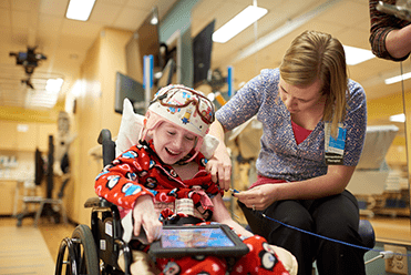 An image of a patient in occupational therapy.
