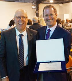 Stuart Goldstein, MD (right) with Claudio Ronco, MD (left). Ronco hosted the Critical Care Nephrology conference.