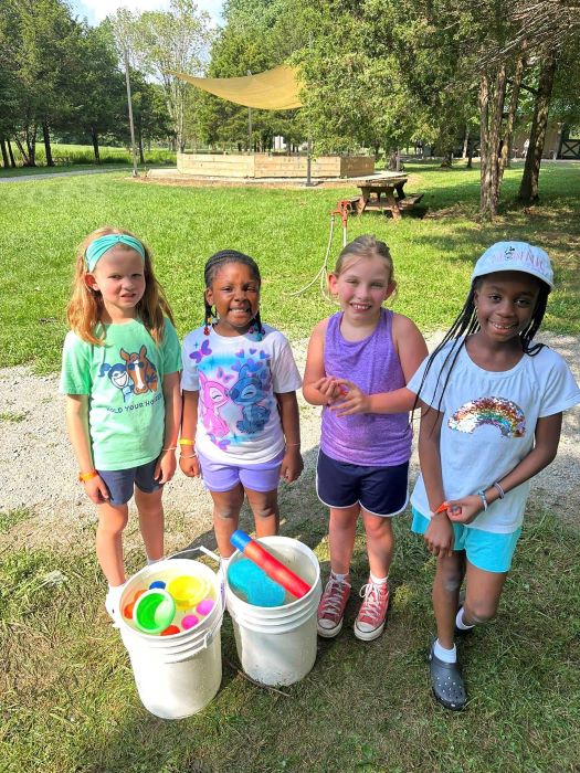 Campers with water balloons.
