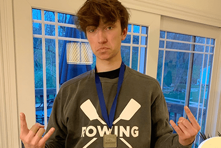 Levi with his medals. 