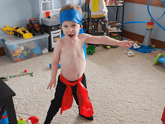 Levi enjoy dressing up and playing ninja.