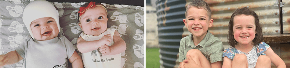 Austin and Avery, side by side images.