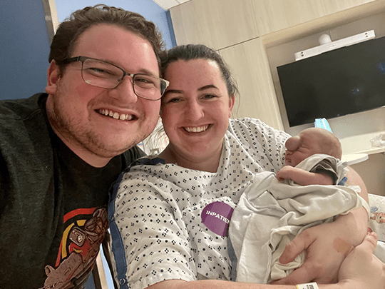 First family photo immediately after delivery.