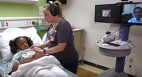 Doctor can observe patient via telehealth.