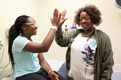 Doctor with female patient.